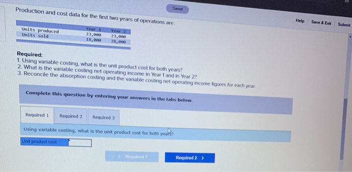 Submit During Heaton Company's first two years of operations, it reported absorption