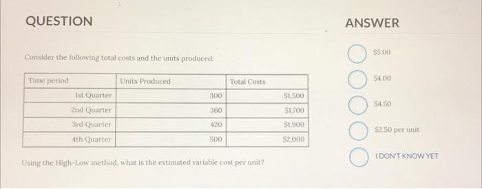 URGENT NEED OF HELP WITH THIS QUESTION QUESTION ANSWER Consider the following