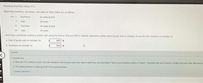 please help Perpetual inventory Using FIFO Beginning inventory, purchases, and sales for