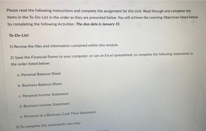  Please read the following instructions and complete the assignment for this