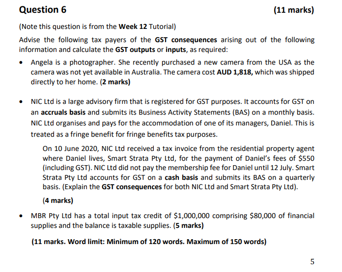 Please dont do the answer in a paper. Thanks Question 6 (11