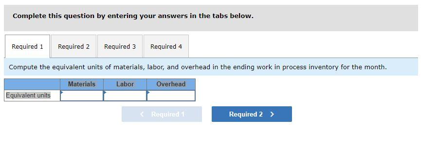 During January, the Assembly Department completed its processing of 26,100 units and