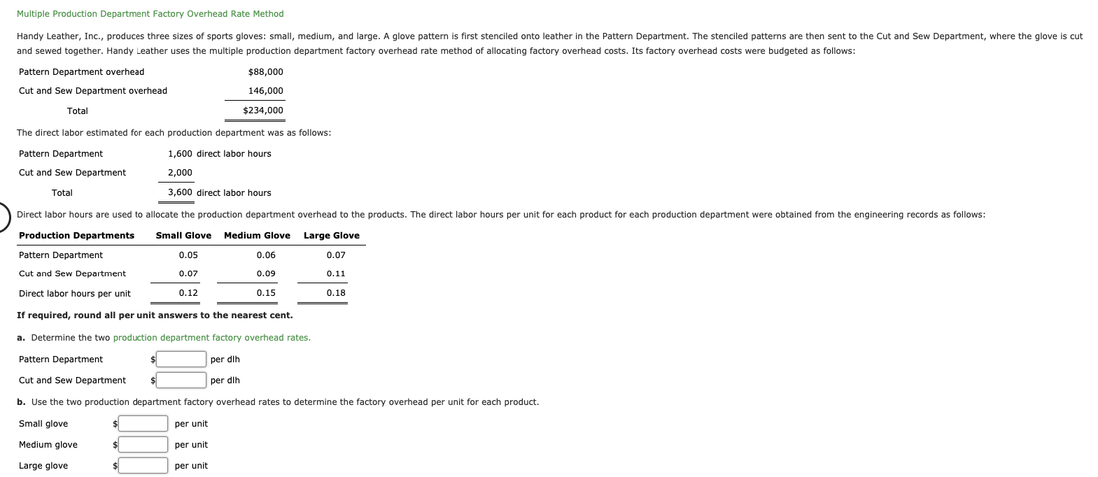 CH18 #8 Please help with this asap. Thanks alot Multiple Production Department