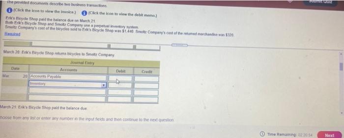 view the invoice) Click the icon to view the debit mama) Erik's