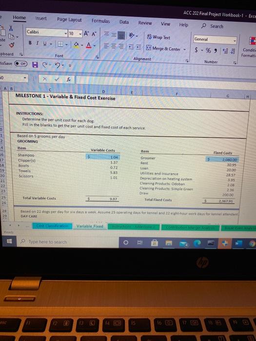 ACC 203 Final Project Workbook 1. Exce Home Insert Page Layout