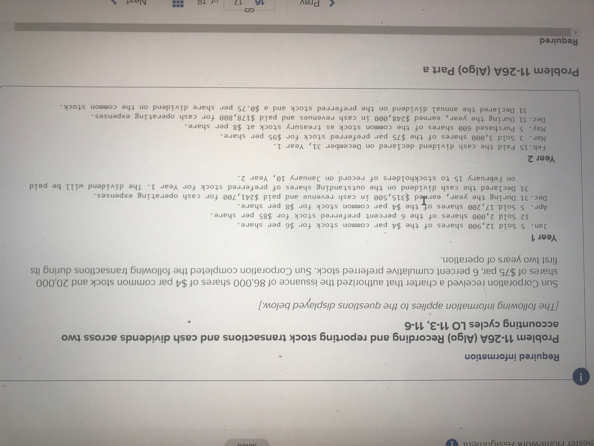 nester HC ! Required information Problem 11-26A (Algo) Recording and reporting