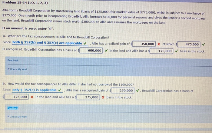  Problem 18-34 (LO. 1, 2, 3) Allie forms Broadbill Corporation by
