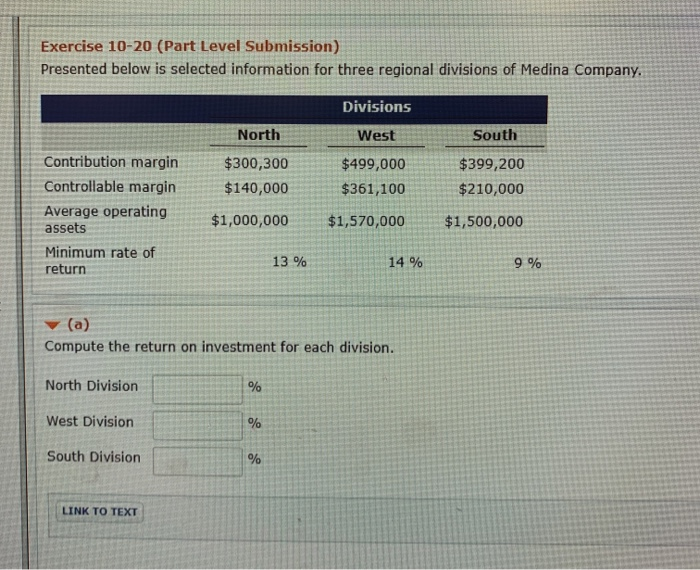Presented below is selected information for the three regional divisions of Medina