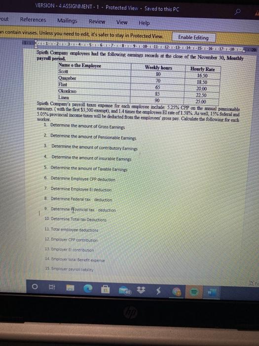  VERSION - 4 ASSIGNMENT-1 . Protected View - Saved to this