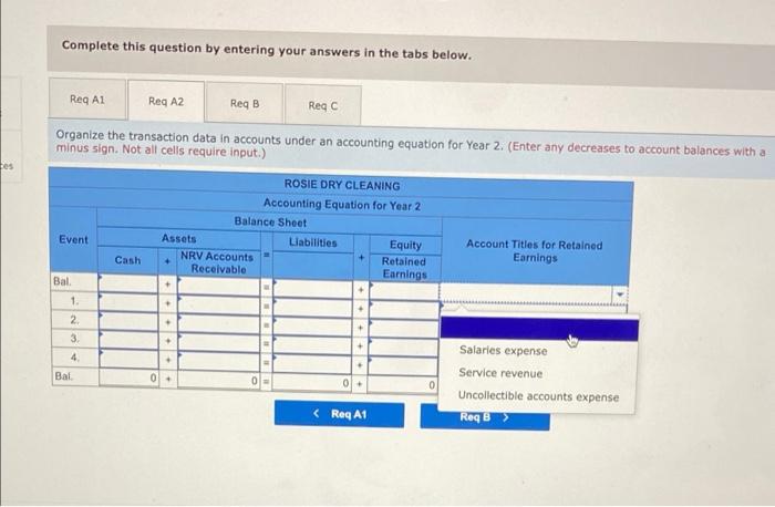 Year 1 Bock 1. Provided $27,080 of cleaning services on account. 2.
