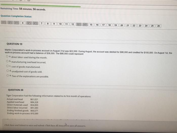  Remaining Time: 58 minutes, 56 seconds. Question Completion Status: 8 9