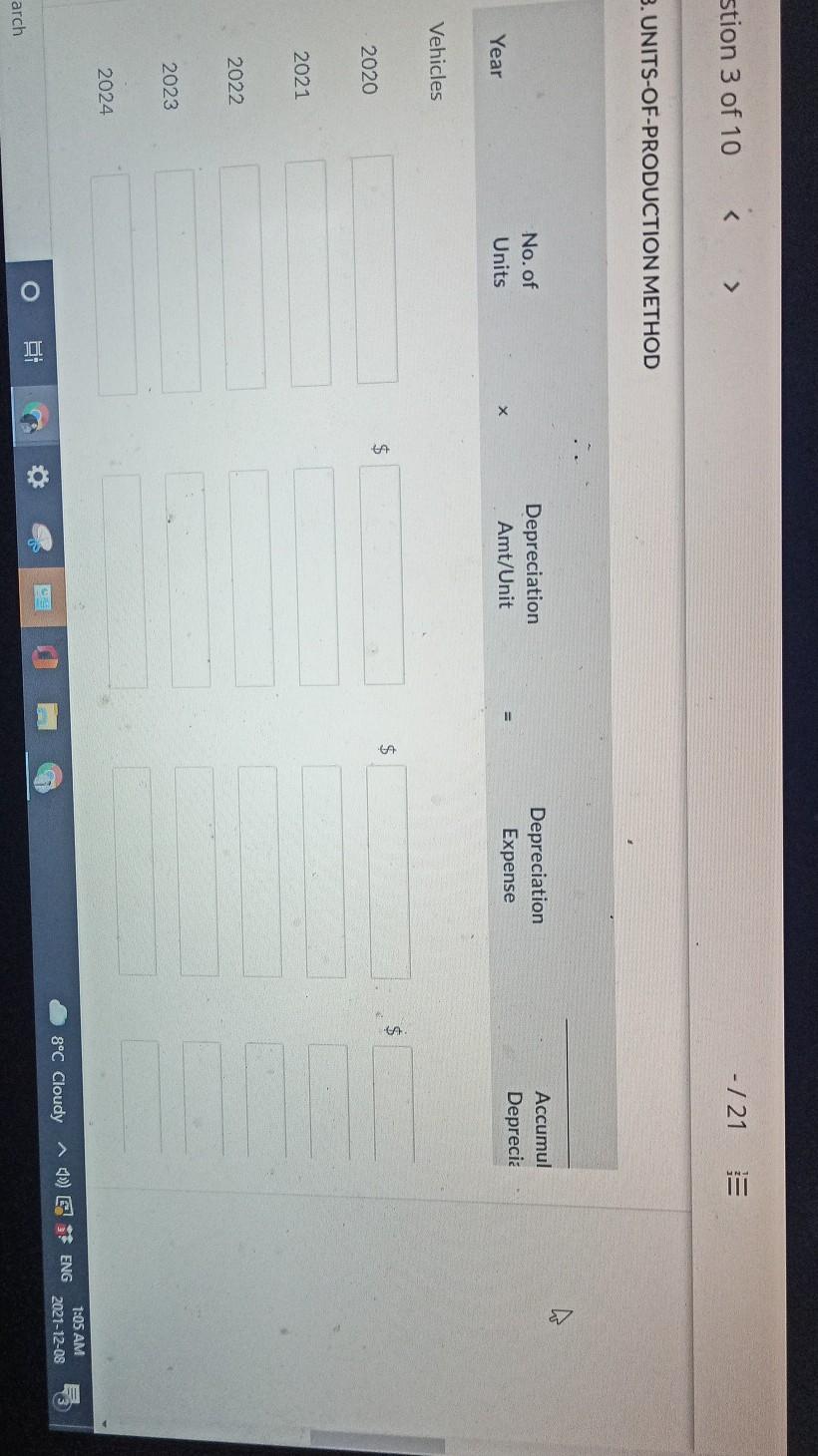 a five-year useful life, or 200.000 kilometres and a residual value of