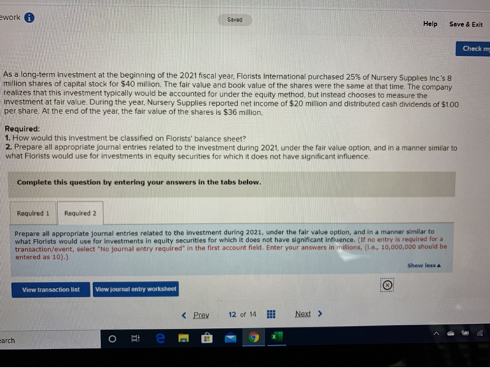  ework Help Save & Exit Check my As a long-term investment