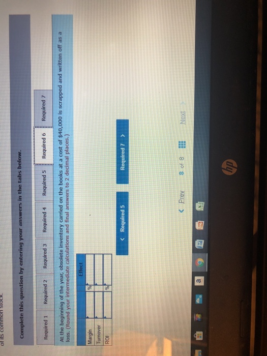 each of the following questions, indicate whether the margin and turnover will