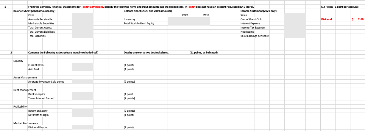 will use the financial statements and Excel template provided in Canvas (each