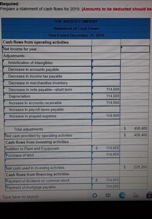 Prepare a statement of cash flows. LO 24-1, 24-2, 24-3, 24-4, 24-5