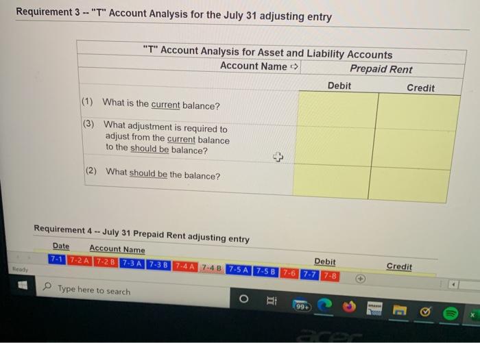 7-3 Purchasing Supplies and the Monthly Supplies Adjusting Entry On July 1,