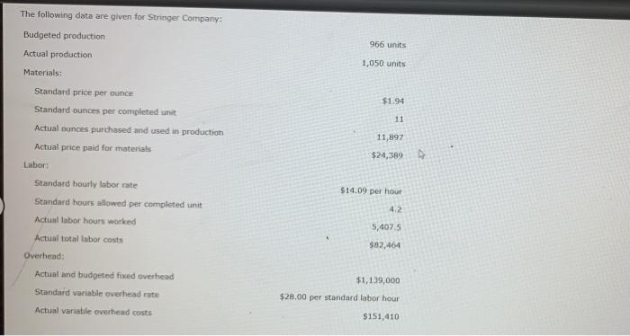 could i get some help? The following data are given for Stringer