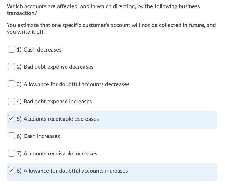 Please help Which accounts are affected, and in which direction, by the