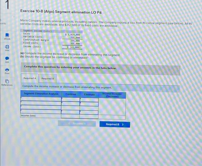  1 Exercise 10-8 (Algo) Segment elimination LO P4 hots Bool Marin