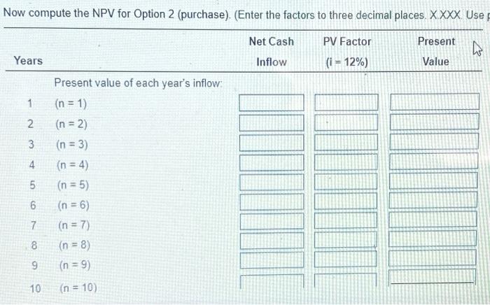 depreciation and requires an annual return of 12%. Requirement 1. Compute the