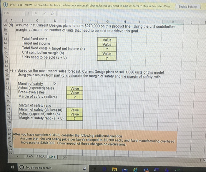 Protected view K19 DK 1 CD5 - EXCEL Tutorial 3 CURRENT DESIGNS