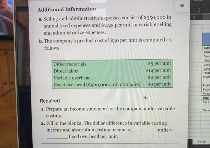 December 31, 2020 Sales Variable Costs 80000 units x rate per unit