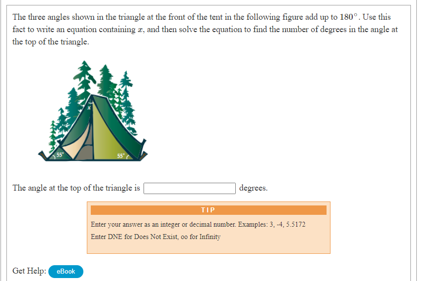 The three angles shown in the triangle at the front of