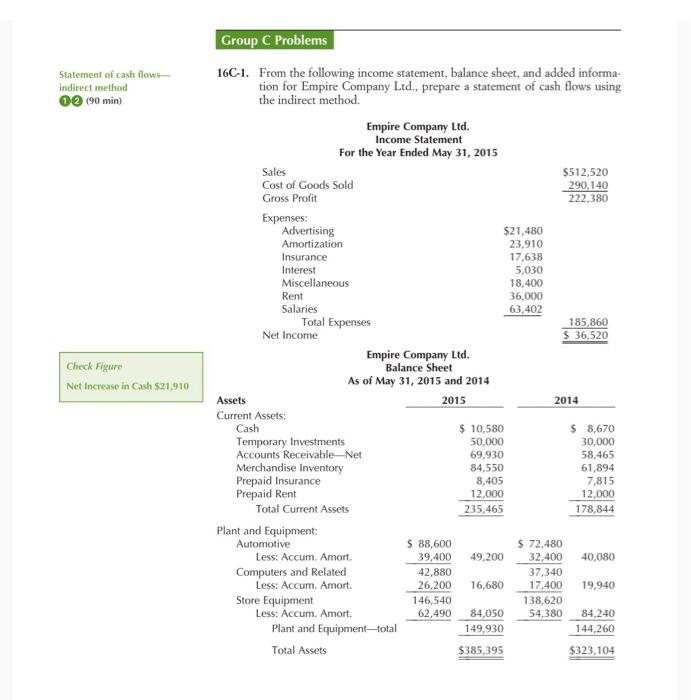 please answer. Statement of cash flow- indirect method 02 (90 min) Group