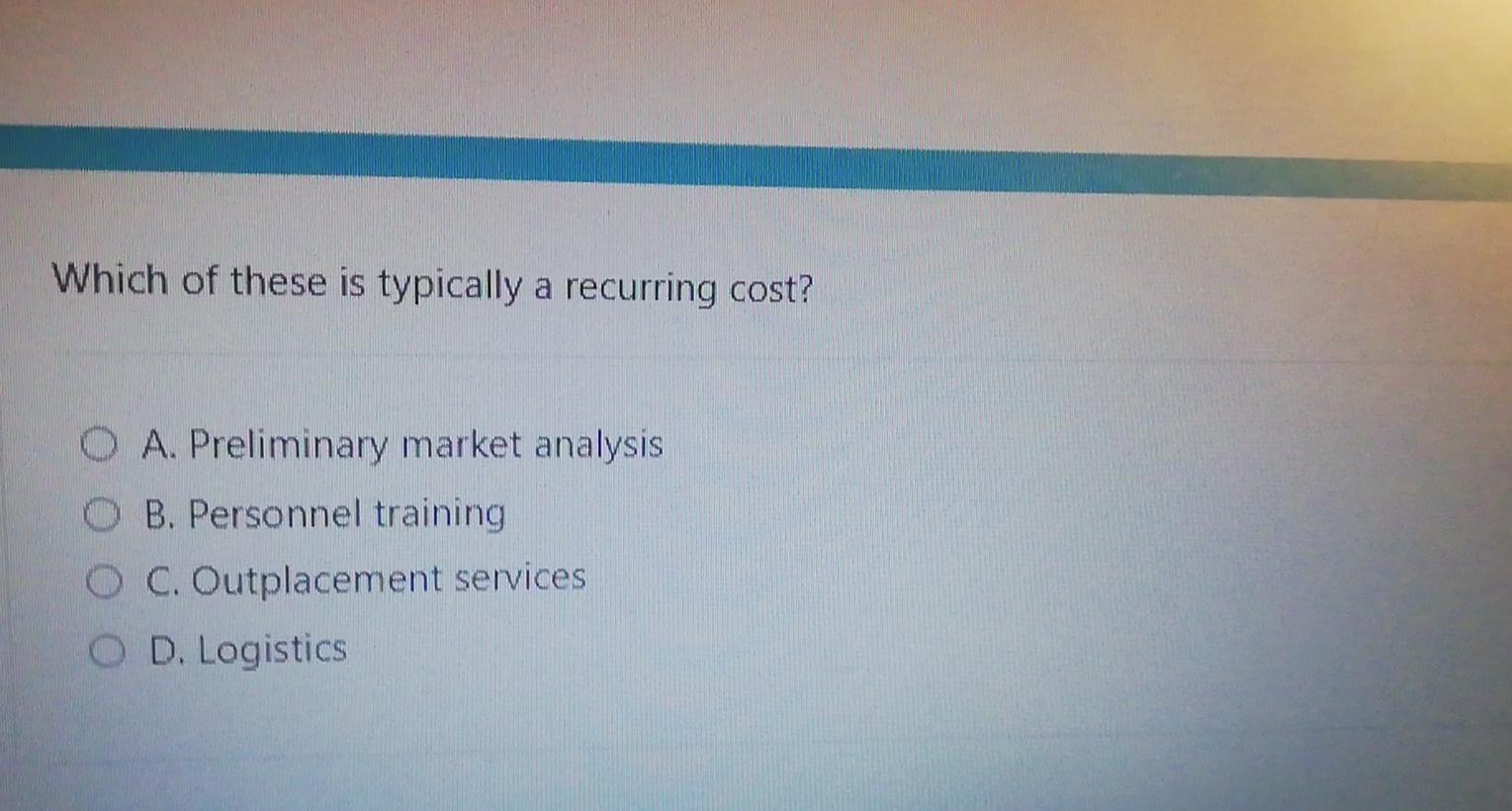package and task basis. C. Cost the project on a major module