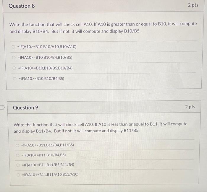  Question 8 2 pts Write the function that will check cell