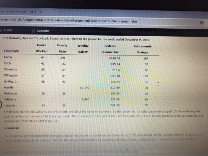  accounting blogspot - x + assignment/take AssignmentMain.do?invoker=&takeAssignmentSessionLocator&inprogress=false eBook Calculator The following
