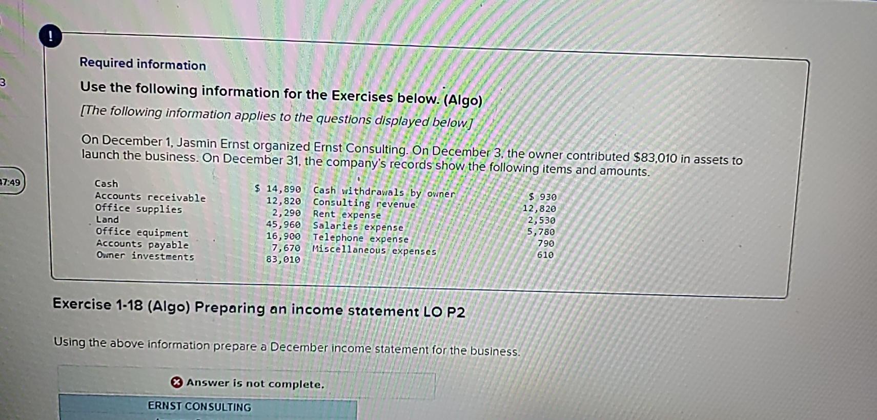  what am I missing? MA 3 Required information Use the following
