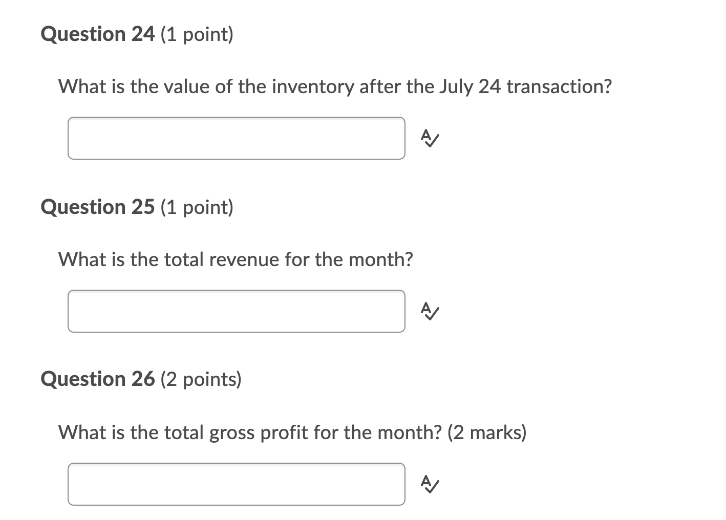 unit cost or items sale price July 1 45 $30 Opening balance