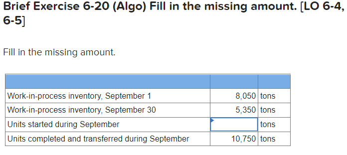 Brief Exercise 6-20 (Algo) Fill in the missing amount. [LO 6-4,