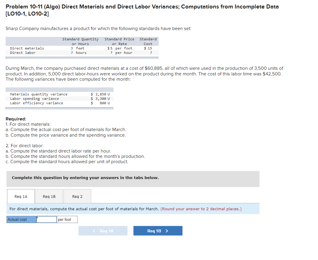 Incomplete Data [LO10-1, LO10-2] Sharp Company manufactures a product for which the