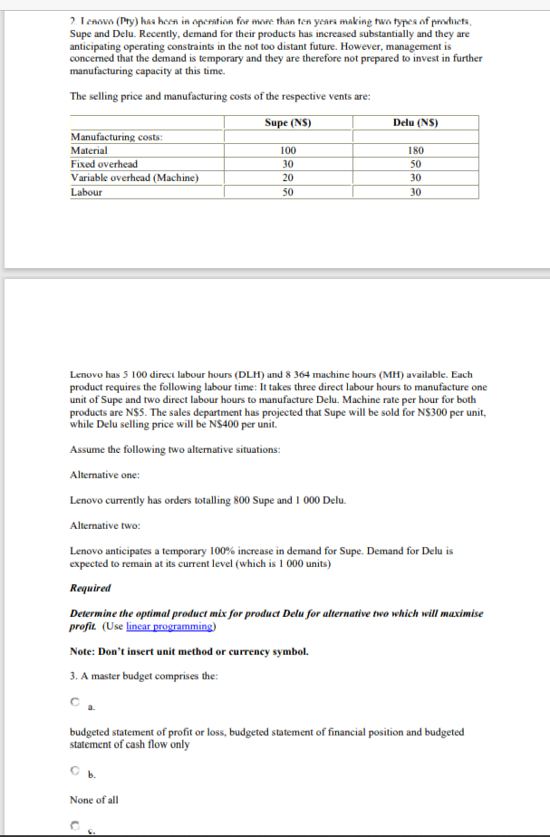 Note:Dont insert unit method or currency symbol. 2.Tenova (Pty) has been in
