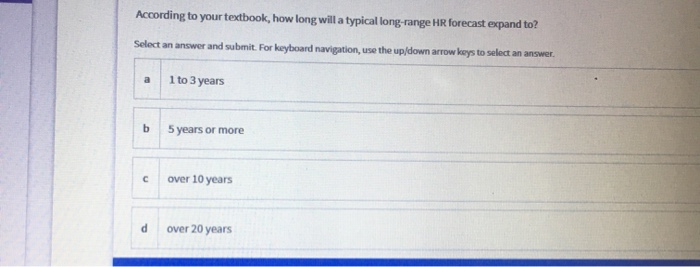  According to your textbook, how long will a typical long-range HR