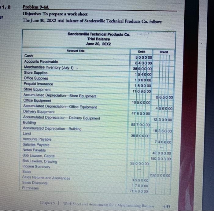  prepar work sheet 31, 2 97 Problem 9-4A Objective: To prepare