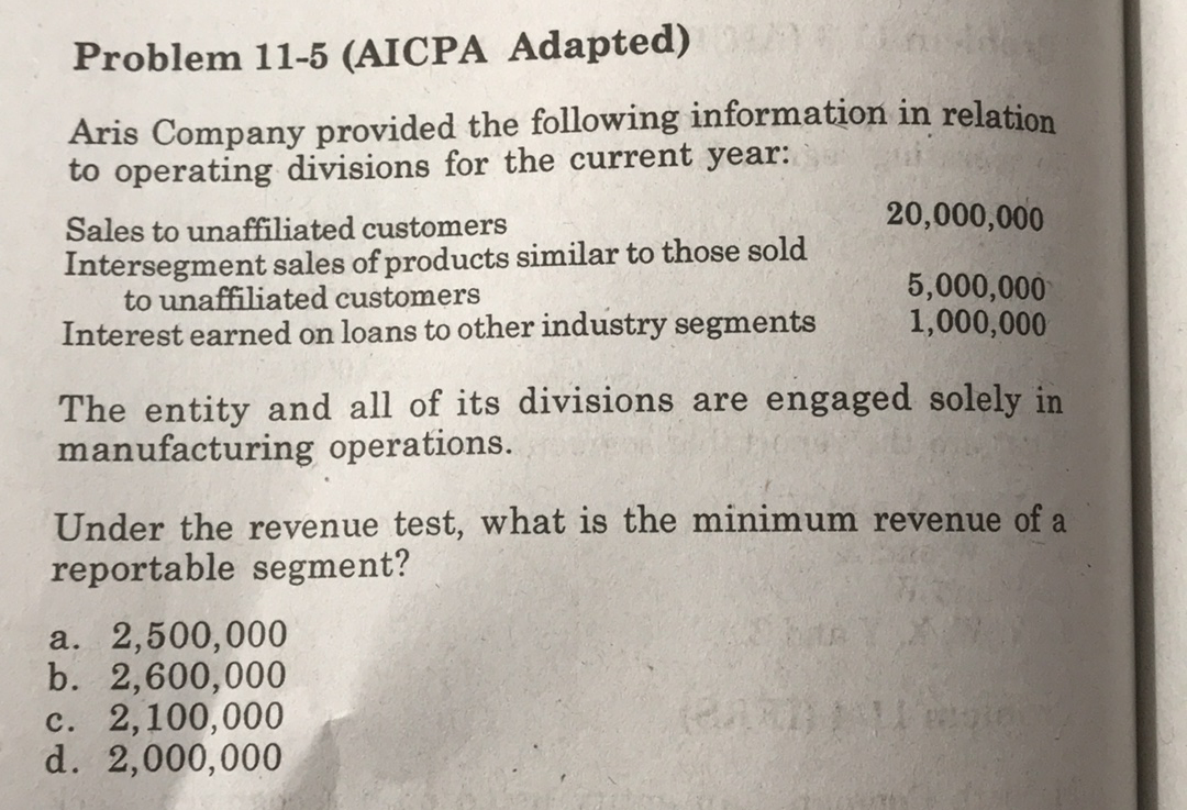 SHOW SOLUTION PLEASE Problem 11-5 (AICPA Adapted) Aris Company provided the following