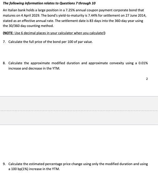 Please help me solve #9 and without excel. with financial calcuator.