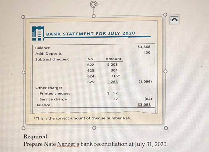 entries shown here: Date Cheque No. Item Cheque Deposit Balance Jul. 1
