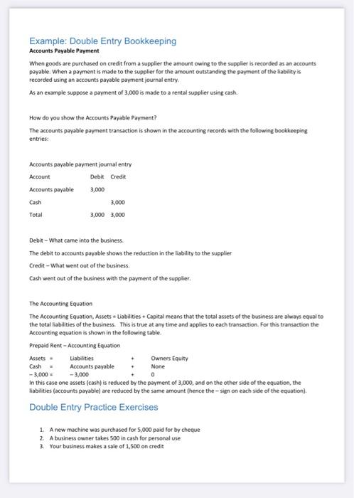 Example: Double Entry Bookkeeping Wim a is ayable payable 3.axi What into