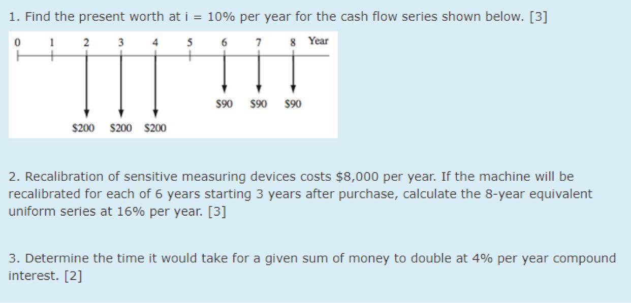  1. Find the present worth at i = 10% per year
