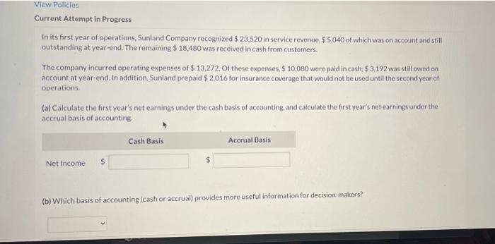  View Policies Current Attempt in Progress In its first year of