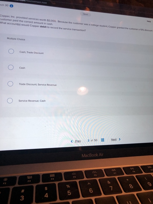  Connect html Inc. provided services worth $2.000. Because the customer was