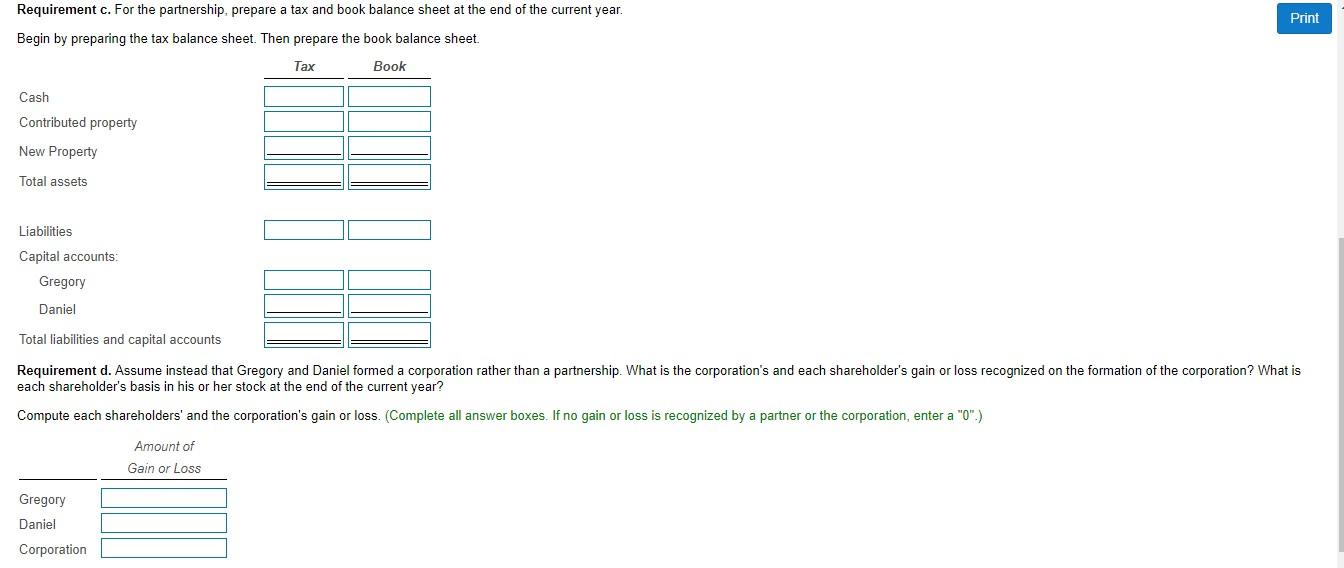 year, Gregory and Daniel formed the GD Partnership by transferring cash and