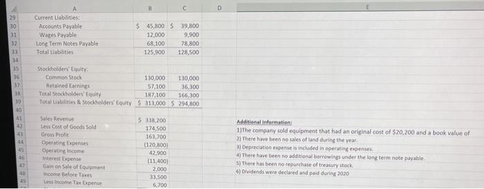 of Cash Flows. 72) Complete your statement of Cash Flows (SC) in