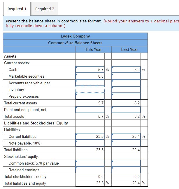  Problem 14-16(Algo) Common-Size Financial Statements [LO14-1] You have just been hired