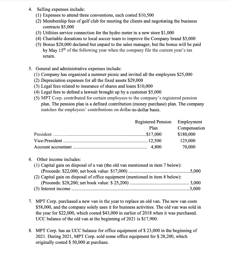 you ! Problem 2 Business Income Reconciliation and CCA (55 points available)